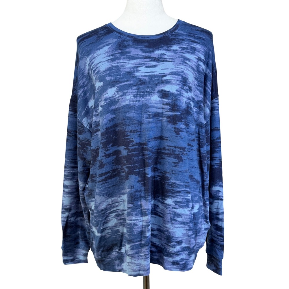 Athleta Women Pullover M Blue Balance Printed Long Sleeve Abstract Sweatshirt